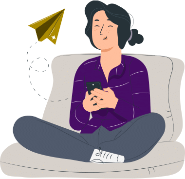 Illustration of Woman Chilling on Phone