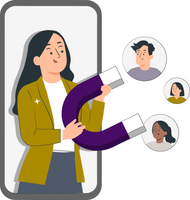 Illustration of Woman Holding Magnet